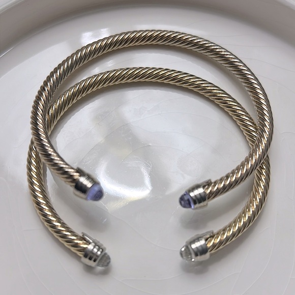 Classic Cable / Cuff / Bracelet / 14k / Gold / Sterling Silver / 2pc - Picture 2 of 11